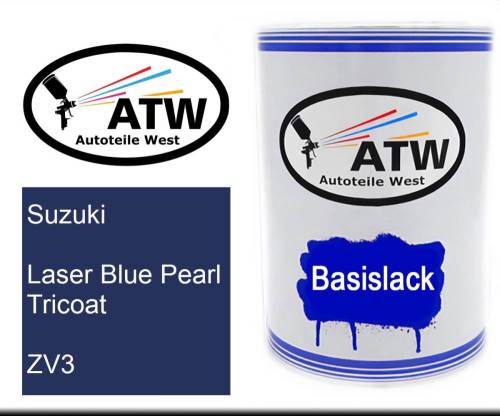 Suzuki, Laser Blue Pearl Tricoat, ZV3: 500ml Lackdose, von ATW Autoteile West.